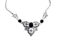 WINDALF Gothic Damen Collier ALINA Trachtenschmuck Schwarzer Onyx Steam Punk Halsschmuck Silber - Windalf.de