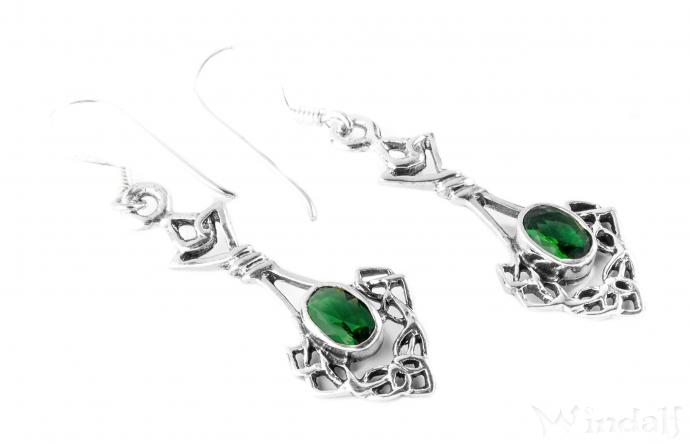 WINDALF Celtic Damen Ohrringe DANA 4.4 cm Smaragd Grüner Kristall Trachtenschmuck Silber WINDALF Celtic Damen Ohrringe DANA 4.4 cm Smaragd Grüner Kristall Trachtenschmuck Silber - Windalf.de