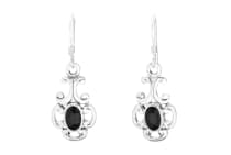 WINDALF Damen Vintage Ohrringe MEDINA 2 cm Schwarzer Kristall Ohrschmuck Silber WINDALF Damen Vintage Ohrringe MEDINA 2 cm Schwarzer Kristall Ohrschmuck Silber - Windalf.de