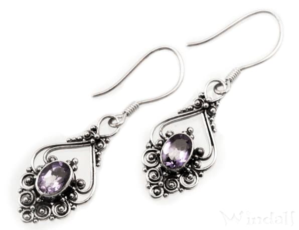 WINDALF Damen Mittelalter Ohrringe SALIA 2.4 cm Echter Amethyst Ohrschmuck Handarbeit Silber WINDALF Damen Mittelalter Ohrringe SALIA 2.4 cm Echter Amethyst Ohrschmuck Handarbeit Silber - Windalf.de