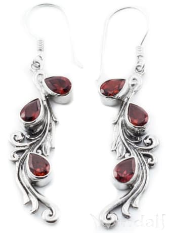 WINDALF Schmuck Ohrhänger ALICIA 5.4 cm Rubinroter Granat Handarbeit aus Silber - Windalf.de