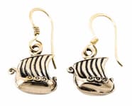 WINDALF Wikinger Schmuck Ohrringe ARVAKUR 1.8 cm Kleine Wikingerschiffe Bronze - Windalf.de