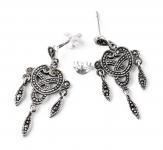 WINDALF Wikinger Ohrringe LUCIA 3,0 cm Trinität Markasitschmuck Silber WINDALF Wikinger Ohrringe LUCIA 3,0 cm Trinität Markasitschmuck Silber - Windalf.de