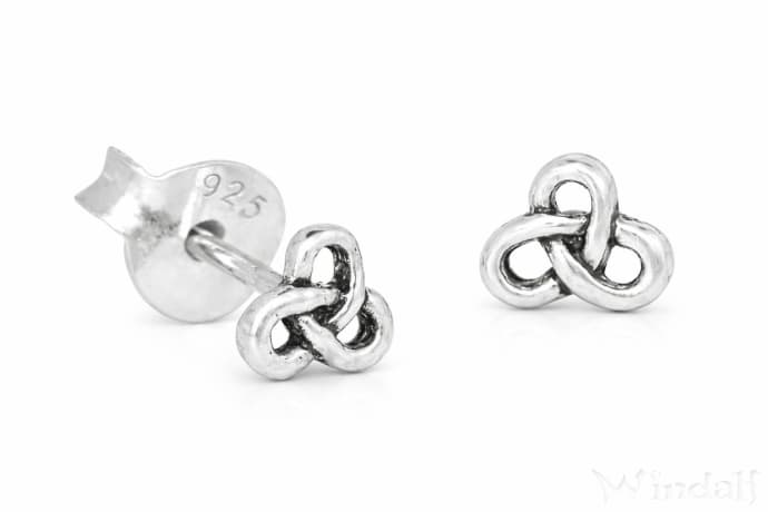 WINDALF Kleine Britische Ohrstecker AILEEN 3 mm Celtic Knot Unendlichkeitsknoten Silber - Windalf.de