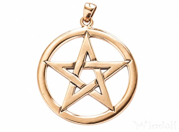 WINDALF Schmuck Anh&auml;nger NORAN &Oslash; 3.7 cm Gro&szlig;es Pentagramm Bronze - Windalf.de