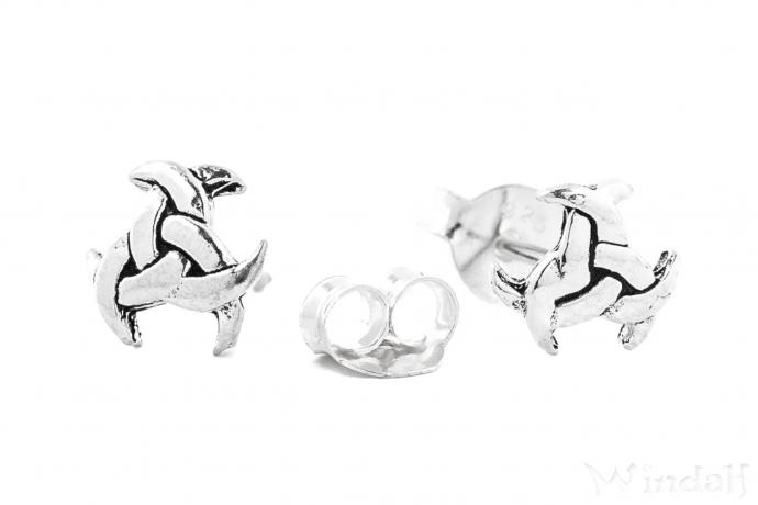 WINDALF Celtic Ohrstecker NUADA 7 mm Keltische Trinität Silber - Windalf.de