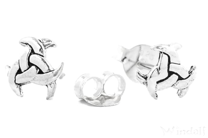 WINDALF Celtic Ohrstecker NUADA 7 mm Keltische Trinit&auml;t Silber - Windalf.de