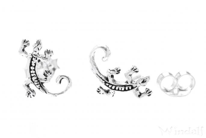 WINDALF Ohrstecker EBONY 9 mm Glücks Echsen Ohrschmuck Silber - Windalf.de