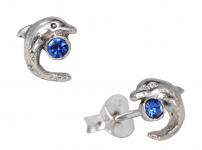 WINDALF Ohrstecker KIANA 6 mm Kleine Delfine Blaue Steine Silber - Windalf.de