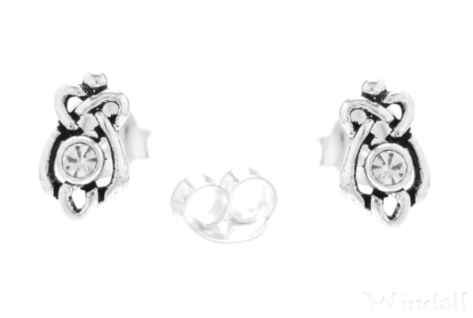 WINDALF Celtic Ohrstecker MANJA 8 mm Weiße Steine Ohrschmuck Silber - Windalf.de