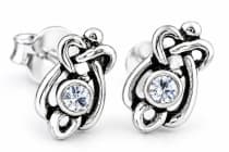WINDALF Celtic Ohrstecker MANJA 8 mm Wei&szlig;e Steine Ohrschmuck Silber - Windalf.de
