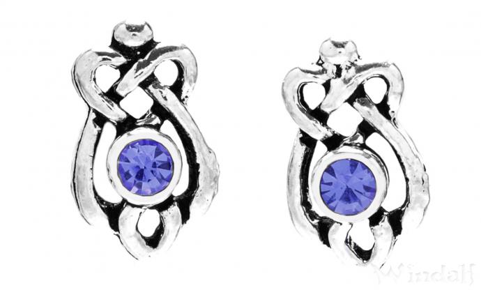 WINDALF Celtic Ohrstecker MANJA Ø 8 mm Bohemia Ohrschmuck Blaue Steine Vintage Silber - Windalf.de