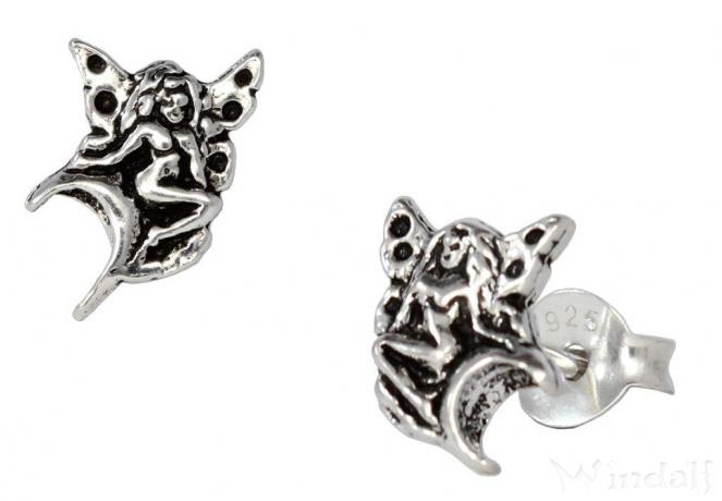 WINDALF Fairy Ohrstecker FIANA 10 mm Kleine Zauber Elfen Vintage Silber - Windalf.de