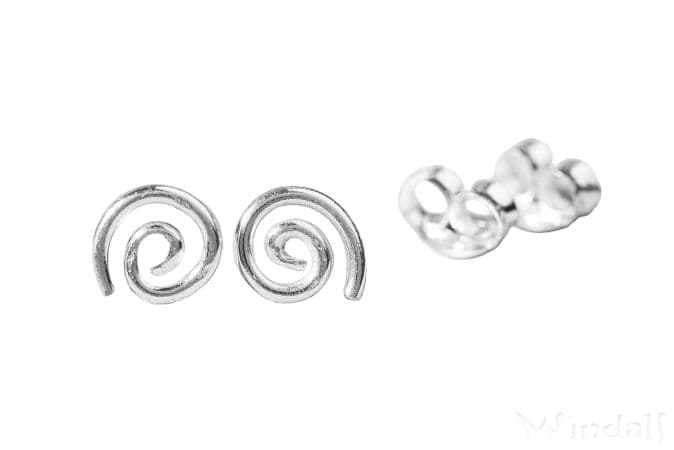 WINDALF Boho Ohrstecker LOVE SPIRALS Ø 6 mm Kleine Lebens-Spiralen Vintage Silber - Windalf.de