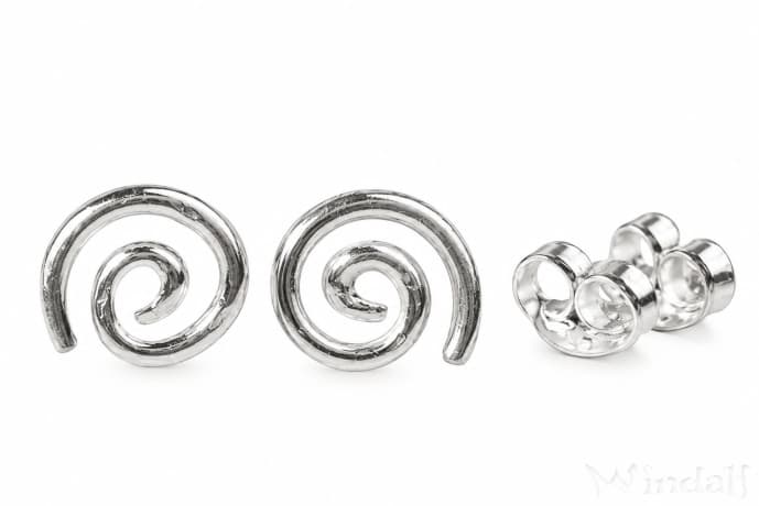 WINDALF Boho Damen Ohrstecker LOVE SPIRALS &Oslash; 6 mm Kleine Lebens-Spiralen Vintage Silber - Windalf.de