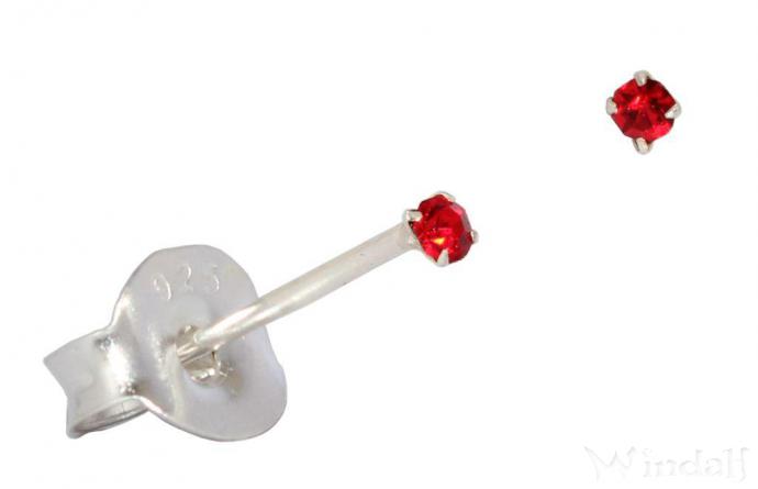 WINDALF Ohrstecker LINA 1.3 mm Nasenstecker Roter Kristall mini Silber - Windalf.de