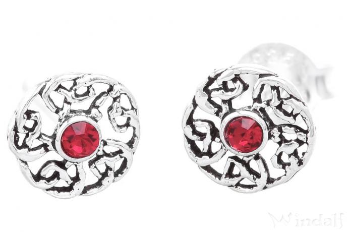 WINDALF Ohrstecker ISIRA Ø 6 mm Celtic Rote Steine Silber - Windalf.de