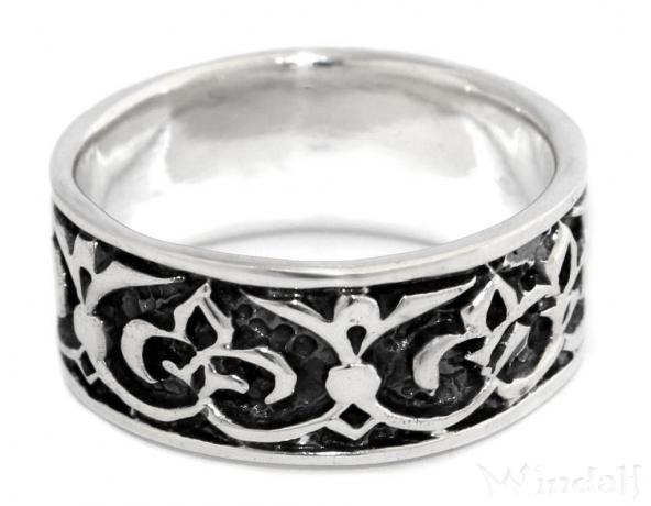 WINDALF Mittelalter Bandring LUCIAN 8 mm Fleur de Lis Bohemia Ornamentik Silber - Windalf.de