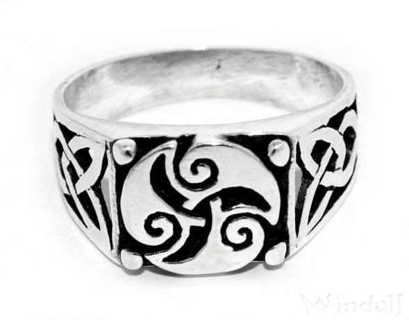 WINDALF Celtic Siegel Ring TRISANA 10 mm Keltische Triskele Silberring - Windalf.de