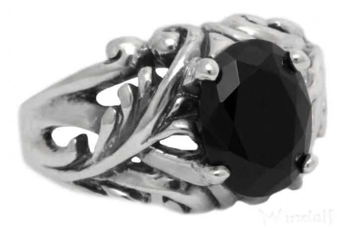 WINDALF Damen Ring MANJA 11 mm Schwarzer Kristall Silber - Windalf.de