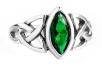 WINDALF Celtic Damen Ring ISEA 12 mm Grüner Smaragd Keltisch Irischer Silberring - Windalf.de