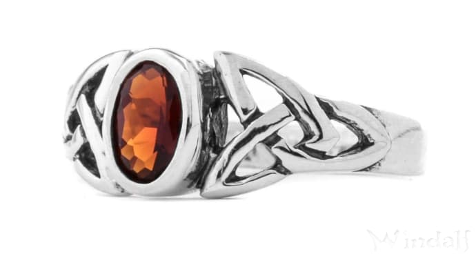 WINDALF Keltischer Damen Ring MYTHIA 7 mm Liebesknoten Roter Granat Silber WINDALF Keltischer Damen Ring MYTHIA 7 mm Liebesknoten Roter Granat Silber - Windalf.de