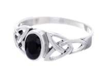 WINDALF Keltischer Damen Ring MYTHIA 7 mm Liebesknoten Schwarzer Stein Gothic Silber - Windalf.de