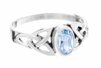 WINDALF Keltischer Damen Ring MYTHIA 7 mm Liebesknoten Topas Kristall Silber - Windalf.de