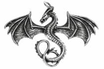 WINDALF Drachen Schmuck Anh&auml;nger DARK DRAGON 4.9 cm Silber - Windalf.de