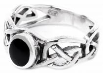 WINDALF Keltischer Ring NORAN 8 mm Schwarzer Onyx Silber - Windalf.de