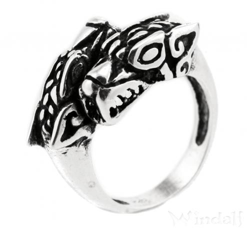 WINDALF Vikings Ring GERI & FREKI 11 mm Odins Wölfe Vintage Silber WINDALF Vikings Ring GERI & FREKI 11 mm Odins Wölfe Vintage Silber - Windalf.de