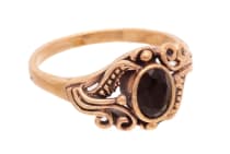 WINDALF Damen Ornamentik Ring SINA 10 mm Schwarzer Stein Spirals Bronze - Windalf.de