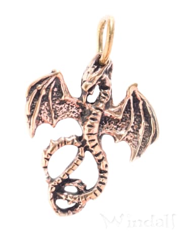 WINDALF Drachen Schmuck-Anhänger SEPTA 2.8 cm Kleiner Feuerdrache Bronze - Windalf.de