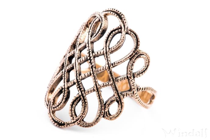 WINDALF Wikinger Damen Ring LUCIANA 2.3 cm Freyas Fackel Vintage Ornamentik Bronze - Windalf.de