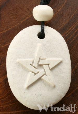 WINDALF Schmuck Stein-Anhänger SVANA 4.5 cm Wunsch & Schutz Amulett Pentagramm Weißer Stein - Windalf.de