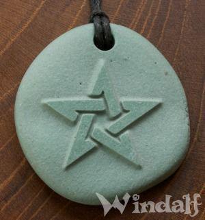 WINDALF Anhänger SVANA Pentagramm grün-grauer Stein - Windalf.de