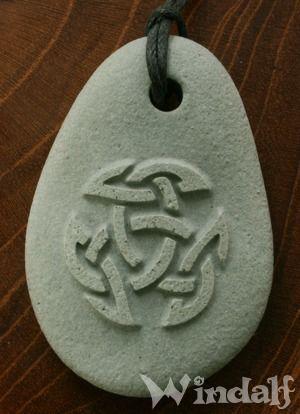 WINDALF Anh&auml;nger ARWAIN Offene Dreifalt gr&uuml;n-grauer Stein - Windalf.de