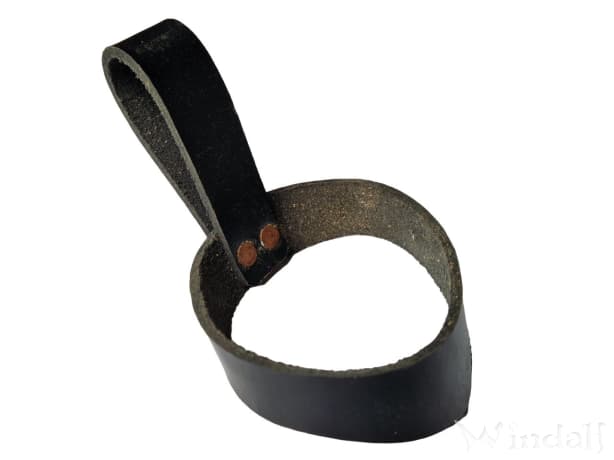 WINDALF Schwarzer Trinkhorn Gürtelhalter FIANA für 0,7 bis 1,0 Liter aus Leder - Windalf.de