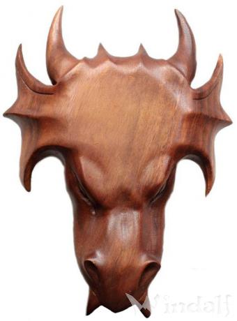 WINDALF Drache Wand-Trophäe SALUR 25 cm Vikings Wandrelief Handarbeit aus Holz - Windalf.de