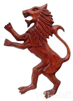WINDALF Wanddeko ZIRA 33 cm Krafftier Löwe links schauend Handarbeit Holz - Windalf.de