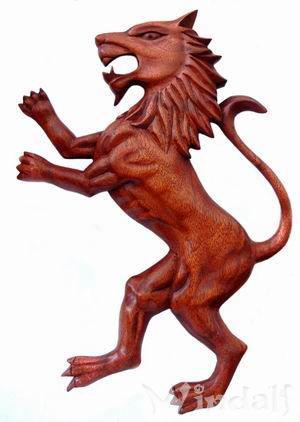 WINDALF Wanddeko SINGHA 44 cm Krafttier Löwe Links schauend Handarbeit Holz - Windalf.de