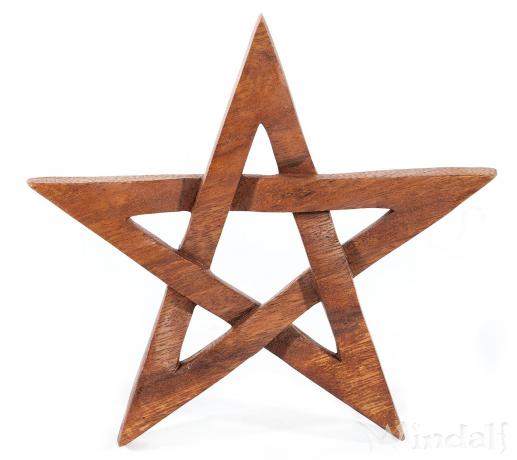 WINDALF Wanddekoration DRUIDA 17 cm Kleines Kraft Pentagramm Schutzsymbol Handarbeit aus Holz - Windalf.de