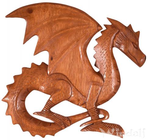 WINDALF Wikinger Wandbild TIAMA 28 cm Holzdrache Rechts schauend Handarbeit aus Holz - Windalf.de