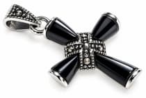 WINDALF Schmuck Anh&auml;nger NOIR 2.9 cm Onyx Schwarzes Kreuz Silber - Windalf.de
