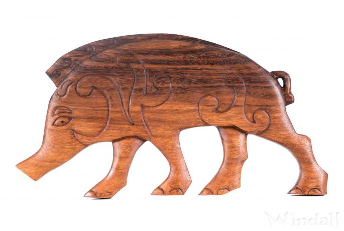 WINDALF Celtic Wandbild BORSTI 37 cm Links schauend Kelten Wandrelief Handarbeit Holz - Windalf.de