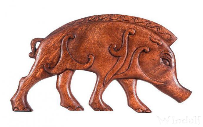 WINDALF Wandbild BORSTI 37 cm Keltischer Eber Rechts schauend Handarbeit Holz - Windalf.de