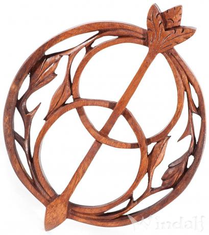 WINDALF Britisches Wandbild AVALON Ø 21 cm Glückssymbol Chalice Wells Deko Celtic Holzbild Handarbeit - Windalf.de