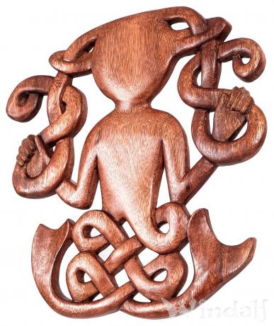 WINDALF Celtic Wandbild CERNON 31 cm Cernunnos Wandrelief Handarbeit Holz - Windalf.de