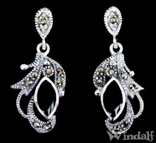 WINDALF Damen Ohrringe ONYXFEE Mittelalter Schmuck Silber - Windalf.de