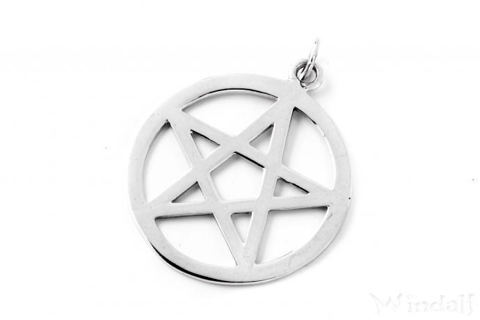 WINDALF Schmuck Anhänger KALIN Ø 3,4 cm Großes Pentagramm Silber - Windalf.de